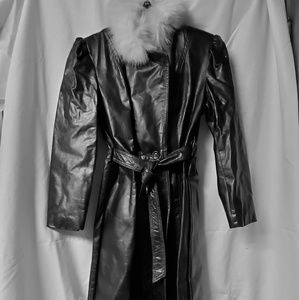 Leather trench coat size small.